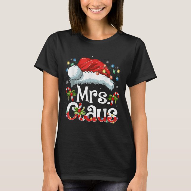 Camiseta Mr And Mrs Claus Couples Matching Christmas Pajama (Frente)