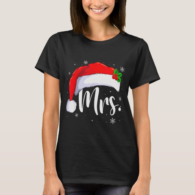 Camiseta Mr And Mrs Claus Couples Matching Christmas Pajama (Frente)