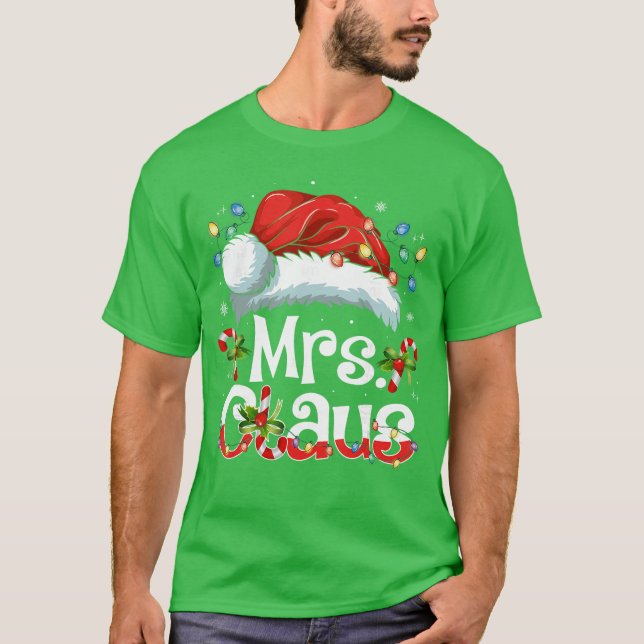 Camiseta Mr and Mrs Claus Couples Matching Christmas Pajama (Frente)
