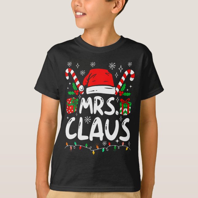 Camiseta Mr And Mrs Claus Santa Hat Couples Family Christma (Frente)