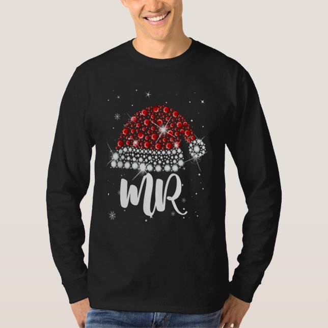Camiseta Mr And Mrs Santa Hat Christmas Couples Matching Pa (Frente)