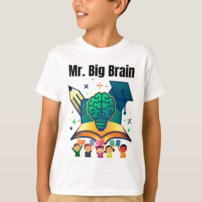 Camiseta  Mr. Big Brain Funny Smart Kids T-Shirt (Frente)