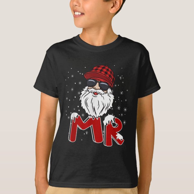 Camiseta Mr Claus Costume Christmas Funny Santa Hat Family  (Frente)
