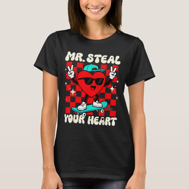 Camiseta Mr Steal Your Heart For Boys Toddlers Valentine's  (Frente)