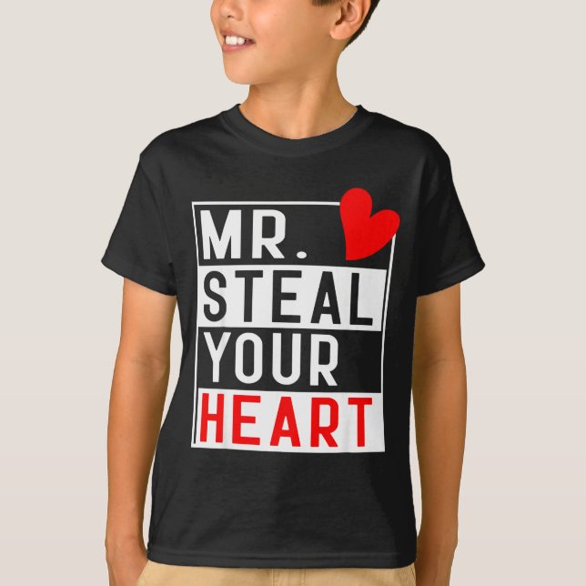 Camiseta Mr Steal Your Heart For Boys Toddlers Valentine's  (Frente)
