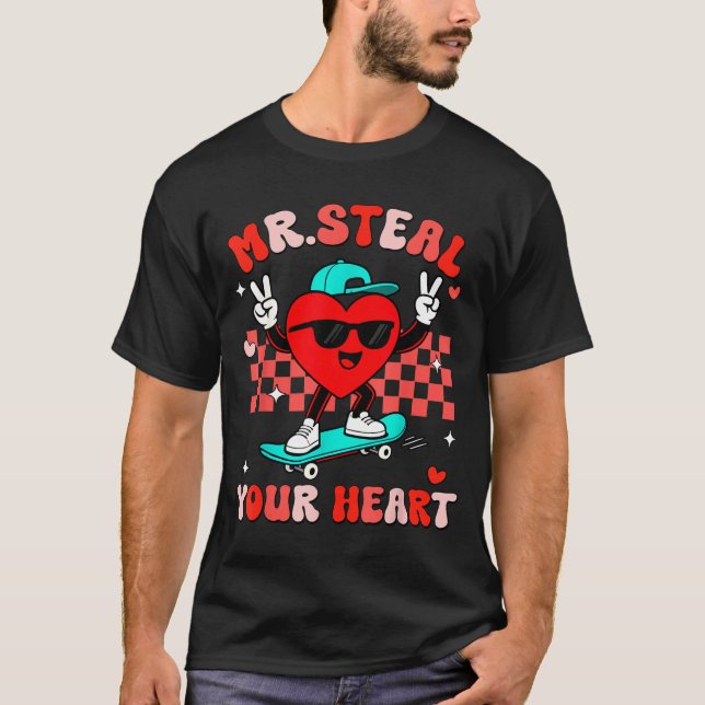 Camiseta Mr Steal Your Heart For Boys Toddlers Valentine's  (Frente)