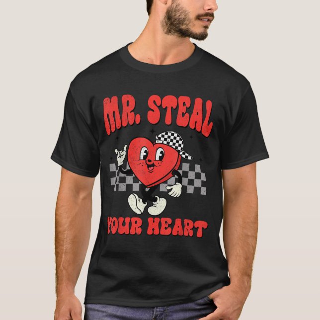 Camiseta Mr Steal Your Heart For Boys Toddlers Valentine's  (Frente)