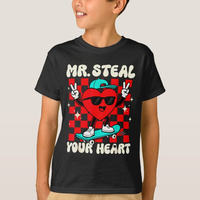 Camiseta Mr Steal Your Heart For Boys Toddlers Valentine's  (Frente)