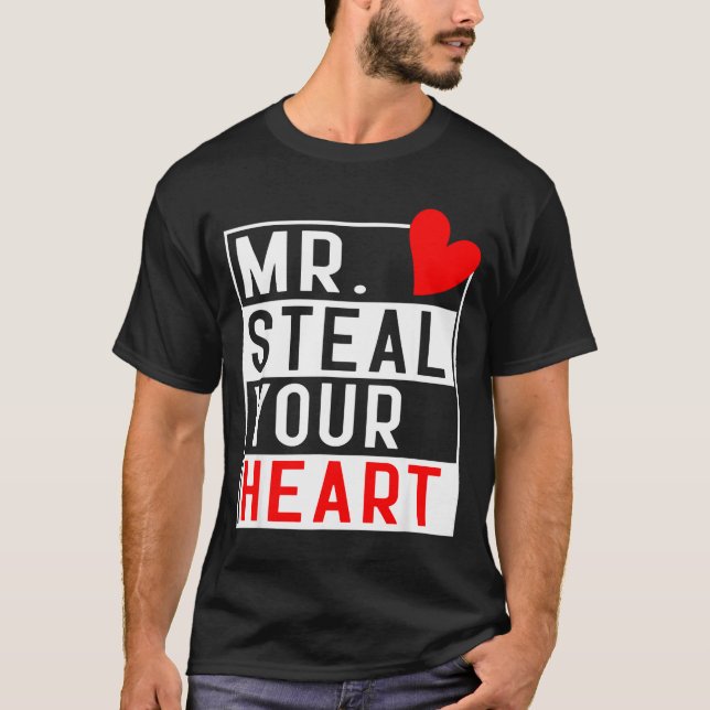 Camiseta Mr Steal Your Heart For Boys Toddlers Valentine's  (Frente)