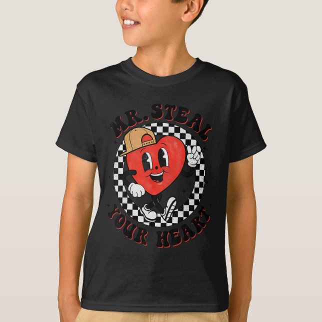 Camiseta Mr Steal Your Heart For Boys Toddlers Valentine's  (Frente)