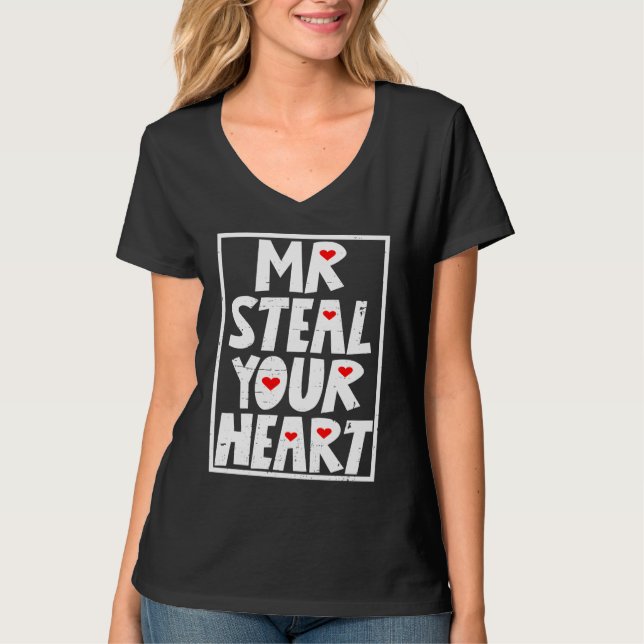 Camiseta Mr Steal Your Heart Valentine's Day Kids Boys Men  (Frente)