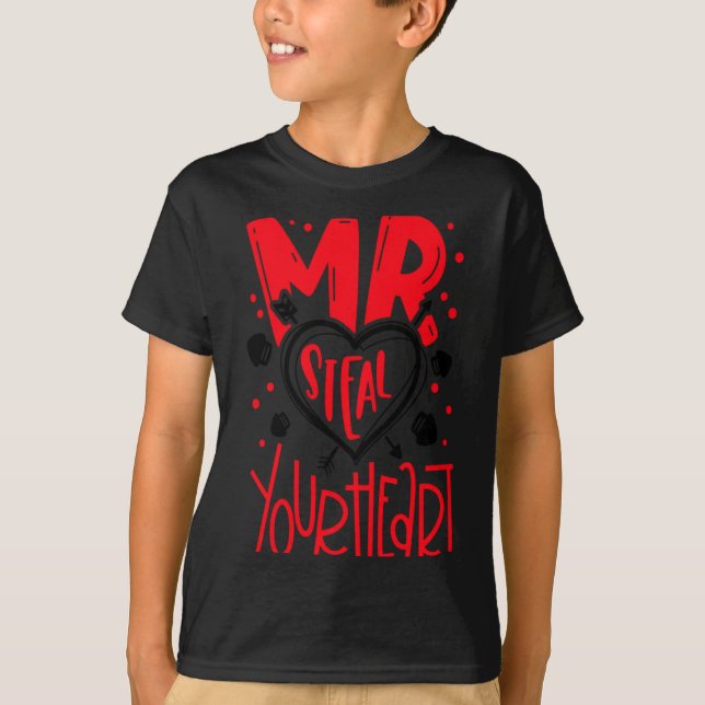 Camiseta Mr Steal Your Heart Valentines Day Matching Coupl  (Frente)