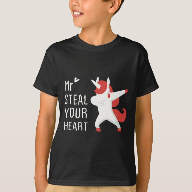 Camiseta Mr Steal Your Heart Valentines Day V Day Boys Unic (Frente)