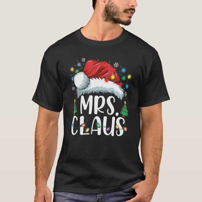 Camiseta Mrs Claus Santa Hat Christmas Matching Couples Paj (Frente)