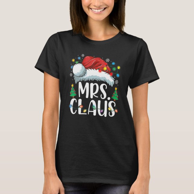 Camiseta Mrs Claus Santa Hat Christmas Matching Couples Paj (Frente)