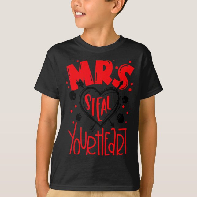 Camiseta Mrs Steal Your Heart Valentines Day Matching Coup  (Frente)