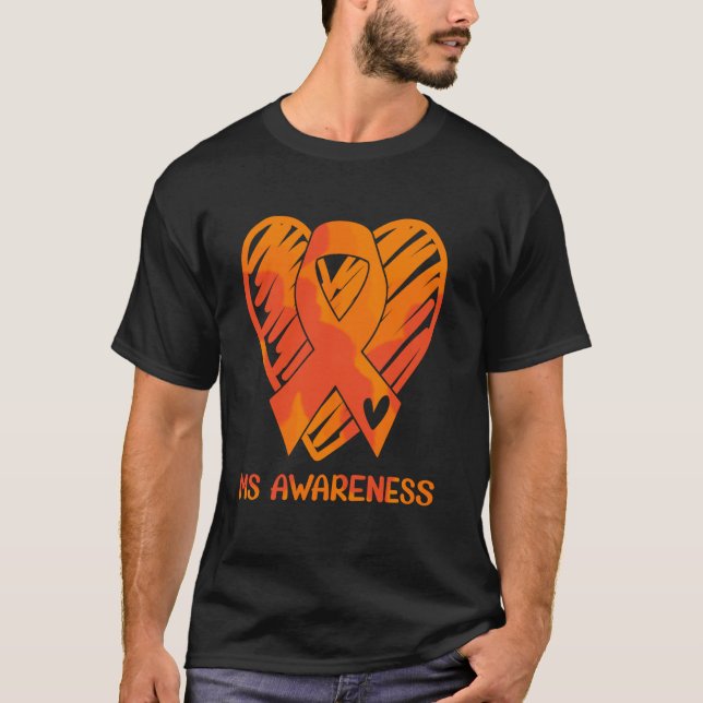 Camiseta MS Awarness Orange Ribbon Heart Symbol Hea (Frente)