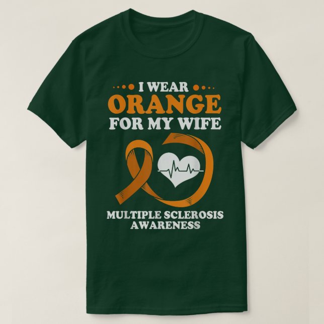 Camiseta MS Consciência Marido Eu Visto Laranja Para Minha  (Frente do Design)