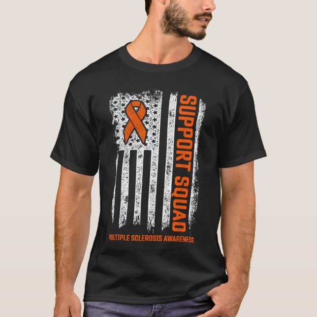 Camiseta MS Flag Orange Support Squad Multiple Sclerosis Aw (Frente)