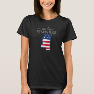 Camiseta MS Mississippi My Happy Place USA Flag Map