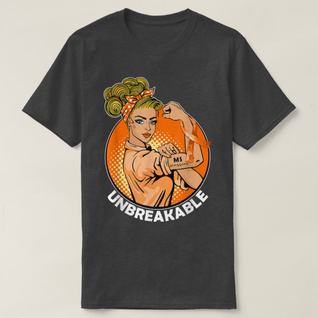 Camiseta MS Warrior Unbreakable Multiple Sclerosis Awarenes (Frente do Design)