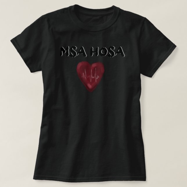 Camiseta MSA HOSA - texto preto de pulsação (Frente do Design)