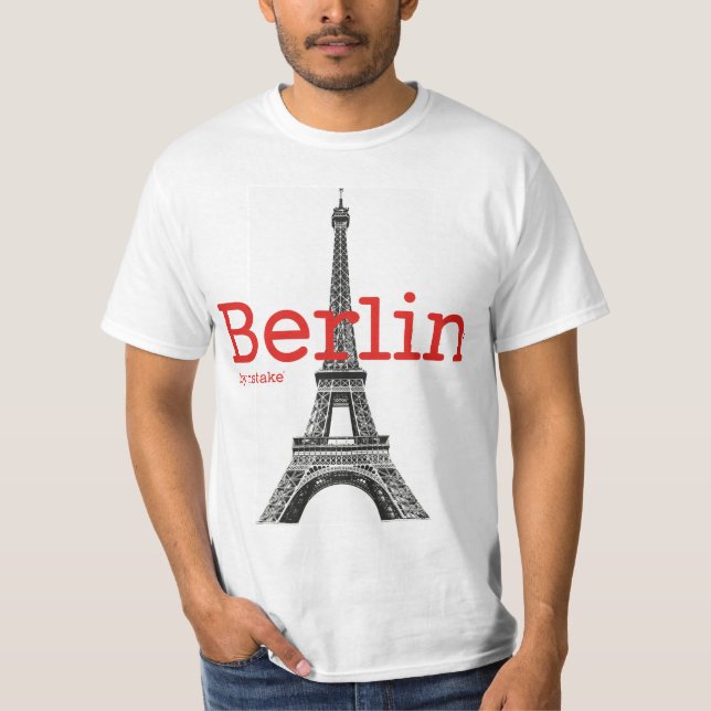 Camiseta Mstake de Berlim & de torre Eiffel (Frente)