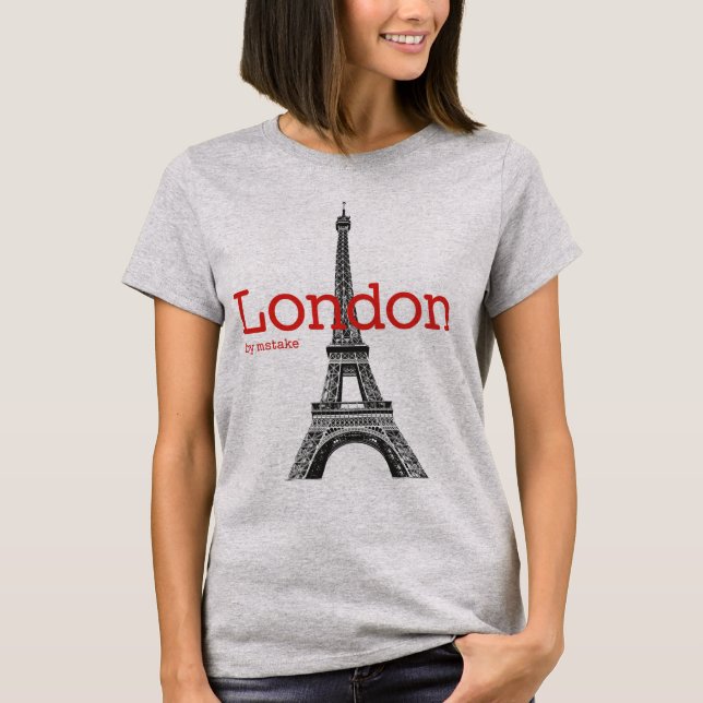 Camiseta Mstake de Londres & de torre Eiffel (Frente)