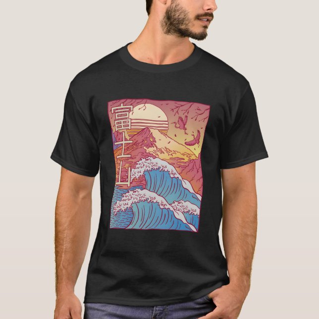 Camiseta Mt Fuji Great Wave Off Kanagawa Japan Inspired Mou (Frente)