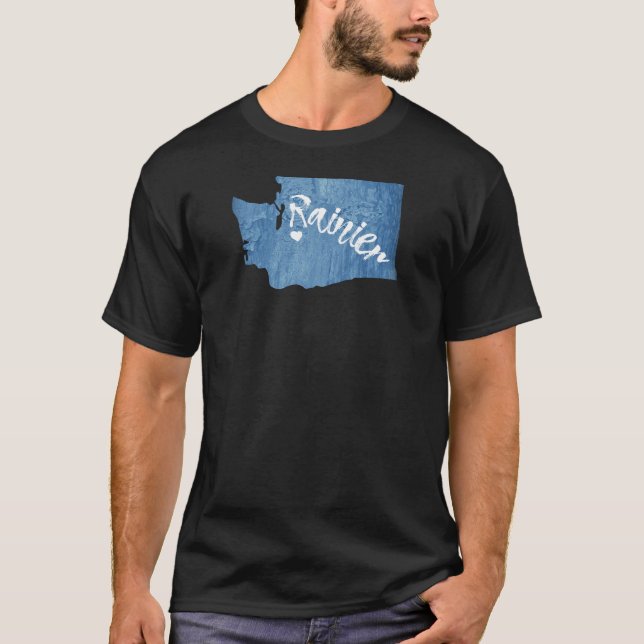 Camiseta Mt. Rainier Washington Textura de Madeira (Frente)