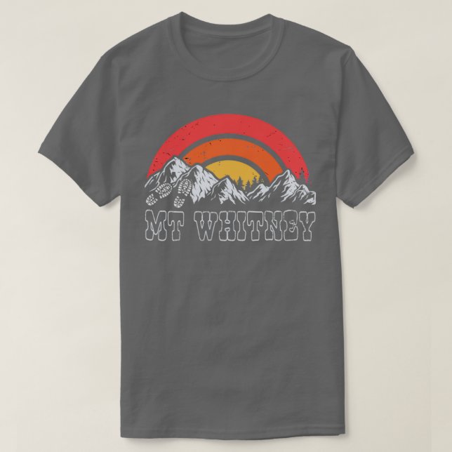 Camiseta Mt Whitney Hiking com Retro Sunset (Frente do Design)