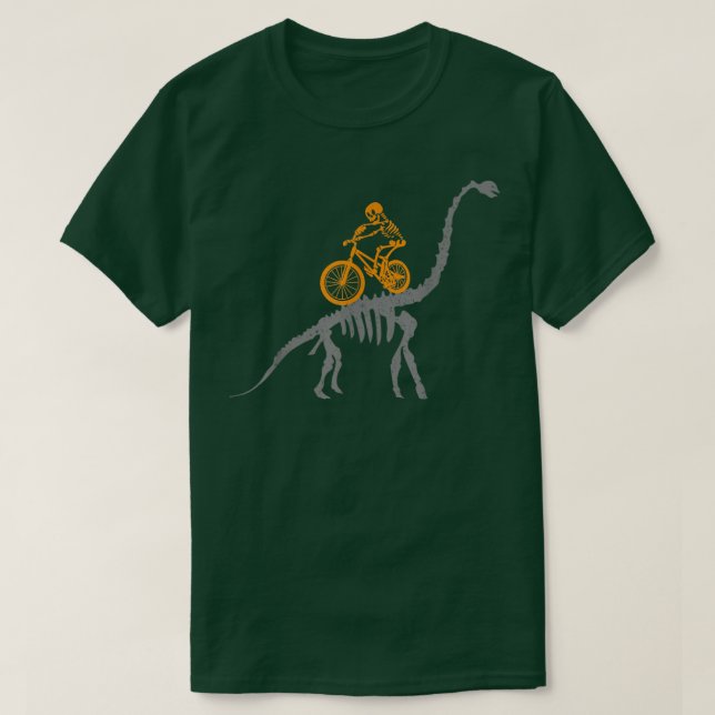 Camiseta MTB DINOSAUR SKELETON Dino Mountain Bike BMX Bicyc (Frente do Design)