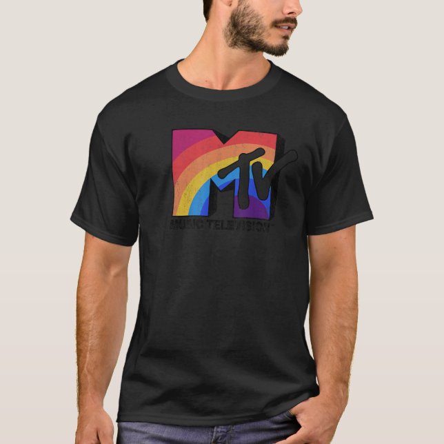 Camiseta MTV Rainbow Logo Music Television Graphic (Frente)