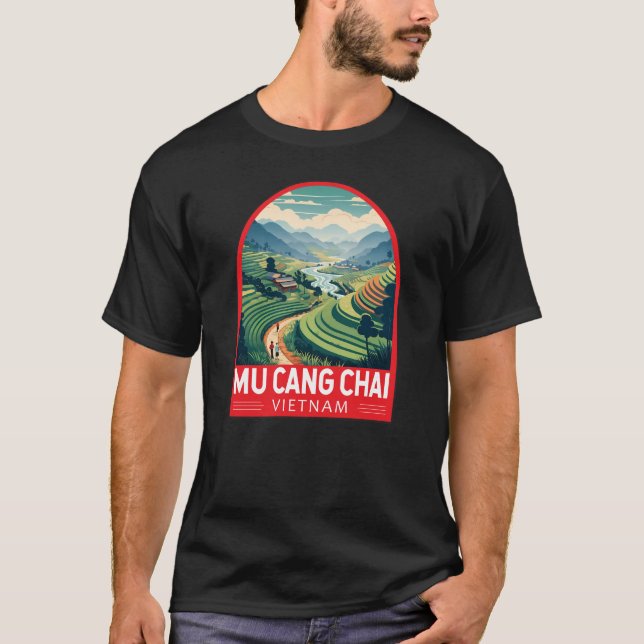 Camiseta Mu Cang Chai Vietnam Viagem Retro Emblem (Frente)