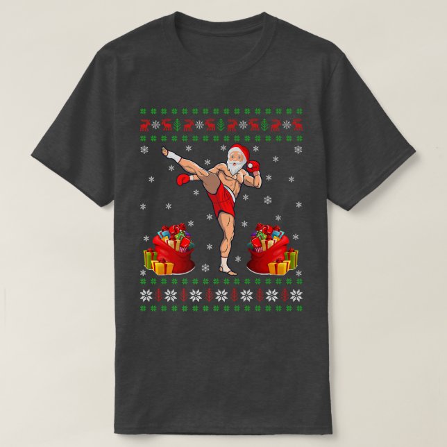 Camiseta Muay Tailandês Martial Art Lover Xmas Ugly Muay Th (Frente do Design)