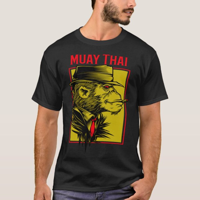 Camiseta Muay Thai Chimp Jiu Jitsu MMA Fighting Muay Thai (Frente)