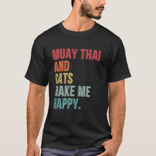 Camiseta Muay Thai E Cats Me Tornem Feliz Engraçado