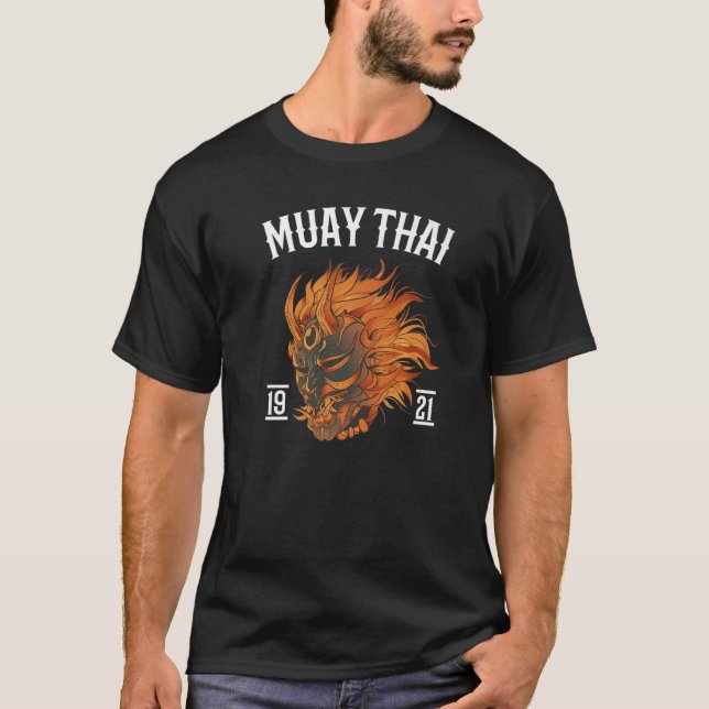 Camiseta Muay Thai Fighting Oni Mask Hannya Thai Boxing (Frente)
