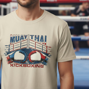 Camiseta Muay Thai & Kickboxing – Design de Luvas Grunge