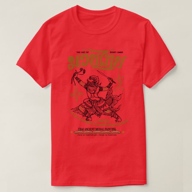 Camiseta Muay Thai Kickboxing Tattoo Sak Yant Hanuman 1 (Frente do Design)