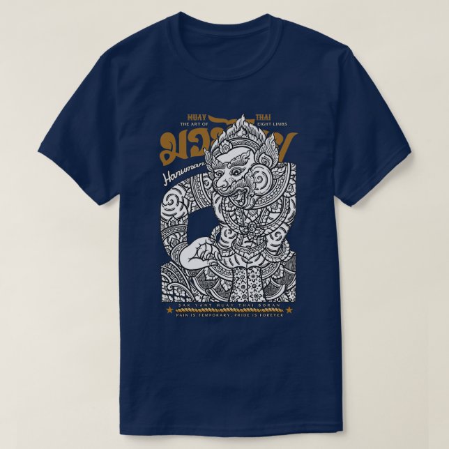 Camiseta Muay Thai Kickboxing Tattoo Sak Yant Hanuman 1 (Frente do Design)
