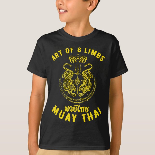 Camiseta Muay Thai MMA Tiger Art de 8 Membros Kickboxing (Frente)