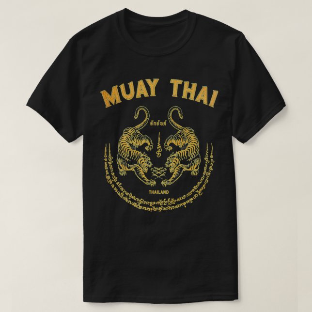 Camiseta Muay Thai Muay Tiger Tailandês Sak Yant Tattoo Kic (Frente do Design)