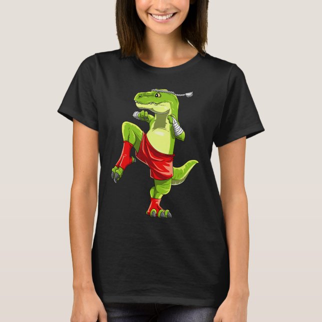 Camiseta Muay Thai T-rex engraçado - Boxe Tailandês  (Frente)
