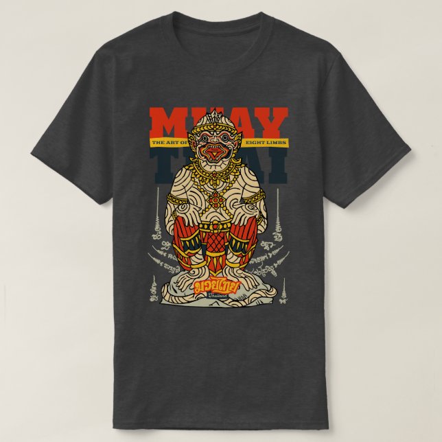 Camiseta Muay Thai Tattoo Hanuman A Arte de Oito Membros TS (Frente do Design)