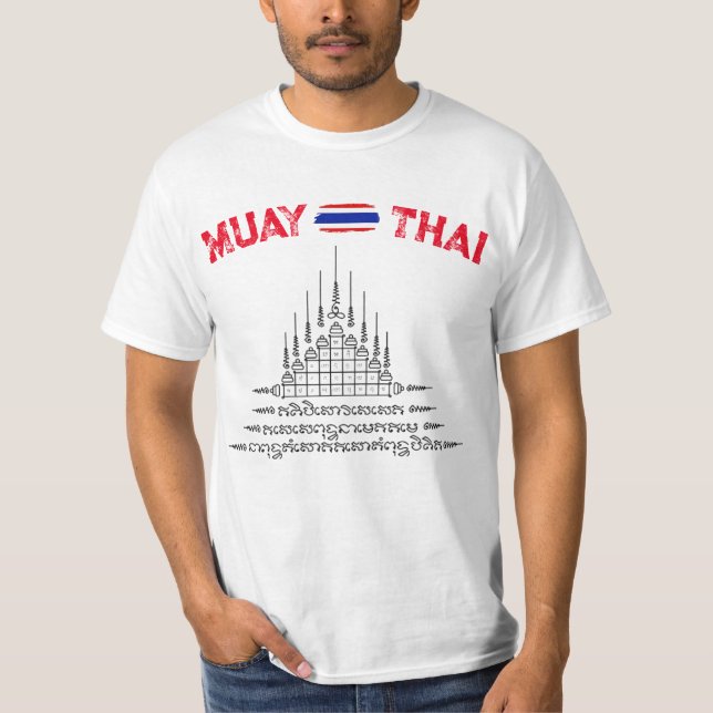 Camiseta Muay Thai Themed, Tailandesa lutando contra T-Shir (Frente)