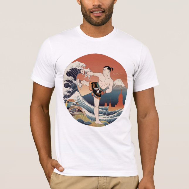 Camiseta Muay Thai Ukiyo-e Fighter | Arte japonesa (Frente)