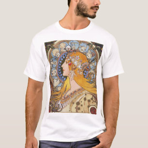 Camiseta Mucha Art Nouveau T-Shirt - Zodiac - La Plume