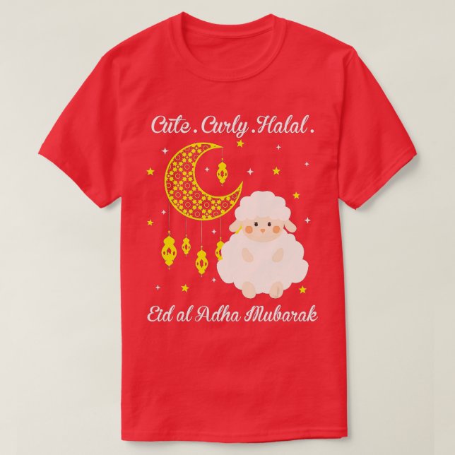 Camiseta Muçulmano Cachorro Halal Eid al-Adha Mubarak (Frente do Design)
