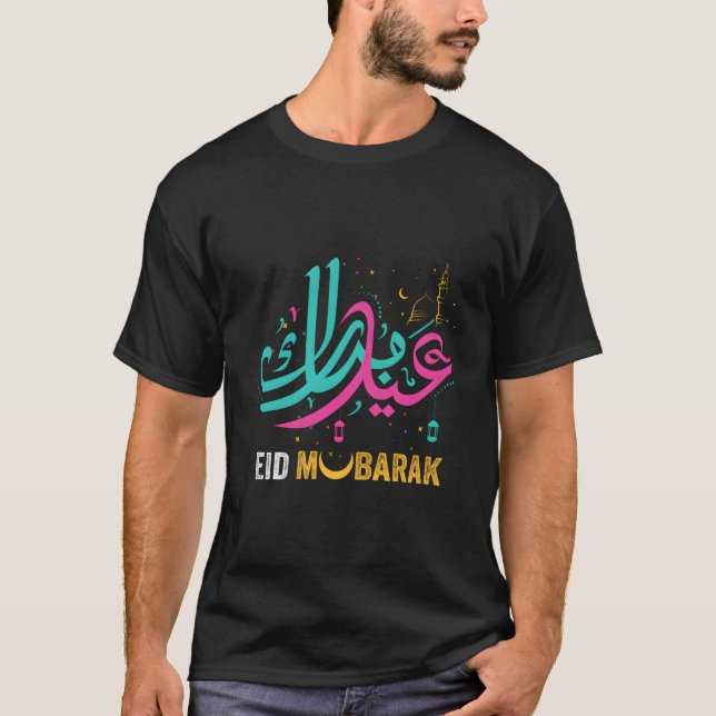 Camiseta Muçulmanos Eid Mubarak Feliz Celebração de Eid Al  (Frente)